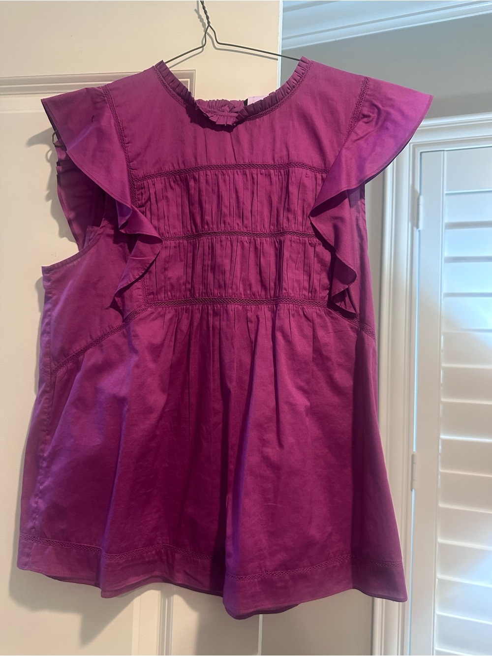 Rails Fuchsia Ruffle-Sleeve Cotton Blouse